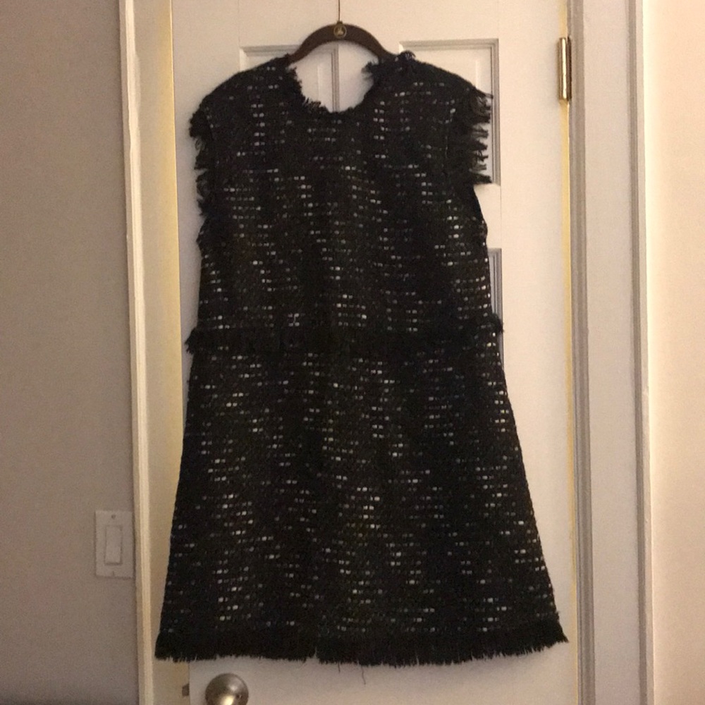 Zara black and white tweed sleeveless dress